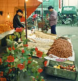 Peanuts on market stall.