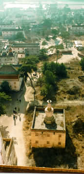 View from palace top towards gate.