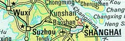 Shanghai map shows Suzhou and Wuxi.